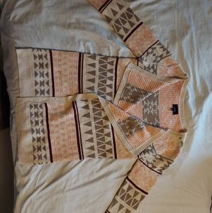Boho Aztec pink and tan print cardigan
